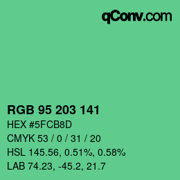 Color code: RGB 95 203 141 | qconv.com