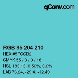 Color code: RGB 95 204 210 | qconv.com