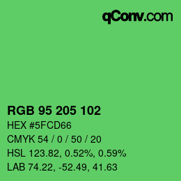 カラーコード: RGB 95 205 102 | qconv.com