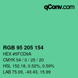 Código de color: RGB 95 205 154 | qconv.com