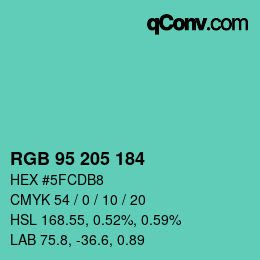 Color code: RGB 95 205 184 | qconv.com