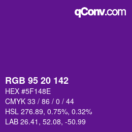 Color code: RGB 95 20 142 | qconv.com