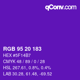 Color code: RGB 95 20 183 | qconv.com