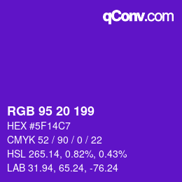 Color code: RGB 95 20 199 | qconv.com