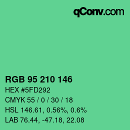 カラーコード: RGB 95 210 146 | qconv.com