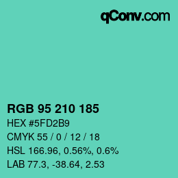 Color code: RGB 95 210 185 | qconv.com