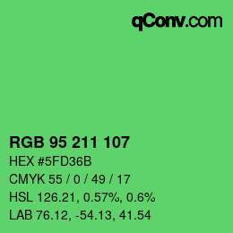 颜色代码: RGB 95 211 107 | qconv.com