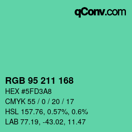 カラーコード: RGB 95 211 168 | qconv.com