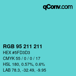 Color code: RGB 95 211 211 | qconv.com