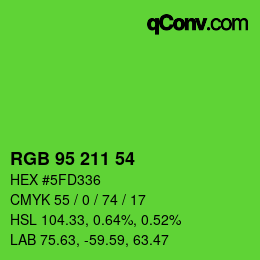 Color code: RGB 95 211 54 | qconv.com