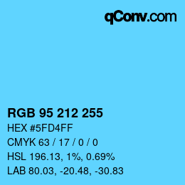 颜色代码: RGB 95 212 255 | qconv.com