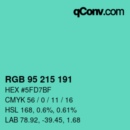 Color code: RGB 95 215 191 | qconv.com