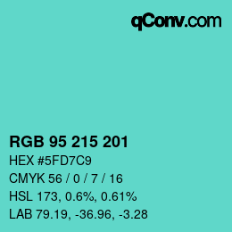 Farbcode: RGB 95 215 201 | qconv.com
