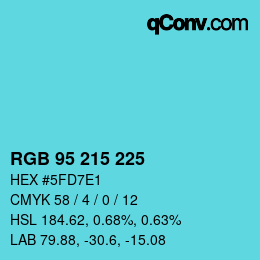 Color code: RGB 95 215 225 | qconv.com