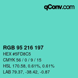 Color code: RGB 95 216 197 | qconv.com