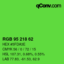 カラーコード: RGB 95 218 62 | qconv.com