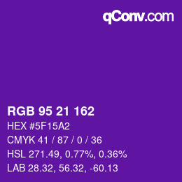 Color code: RGB 95 21 162 | qconv.com