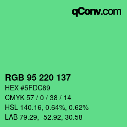 Color code: RGB 95 220 137 | qconv.com