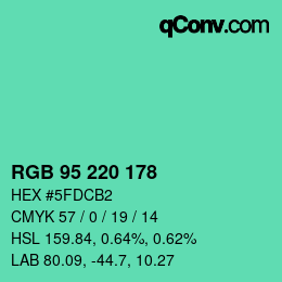 Color code: RGB 95 220 178 | qconv.com