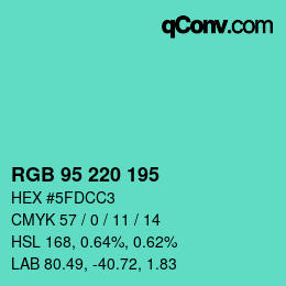 Color code: RGB 95 220 195 | qconv.com