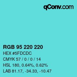 Color code: RGB 95 220 220 | qconv.com