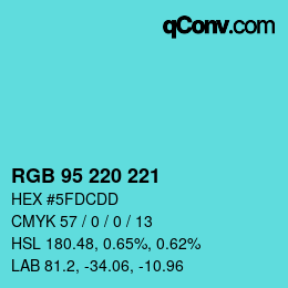 Color code: RGB 95 220 221 | qconv.com