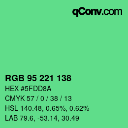 颜色代码: RGB 95 221 138 | qconv.com