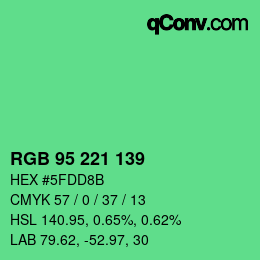 カラーコード: RGB 95 221 139 | qconv.com