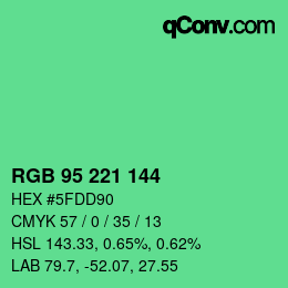 Color code: RGB 95 221 144 | qconv.com