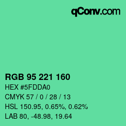 Color code: RGB 95 221 160 | qconv.com