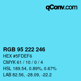 Color code: RGB 95 222 246 | qconv.com