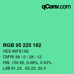 Color code: RGB 95 225 162 | qconv.com