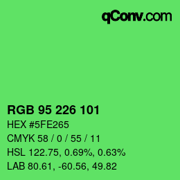 Color code: RGB 95 226 101 | qconv.com