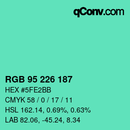 Color code: RGB 95 226 187 | qconv.com