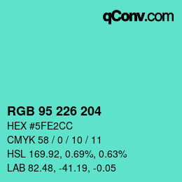 Color code: RGB 95 226 204 | qconv.com