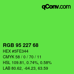 Color code: RGB 95 227 68 | qconv.com