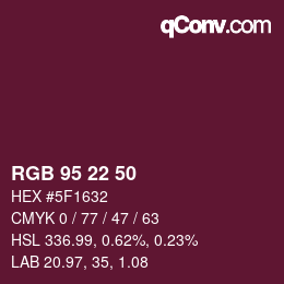 Color code: RGB 95 22 50 | qconv.com