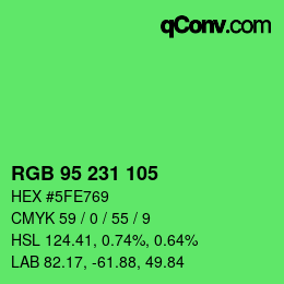 Color code: RGB 95 231 105 | qconv.com
