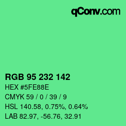 Farbcode: RGB 95 232 142 | qconv.com