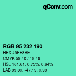 Color code: RGB 95 232 190 | qconv.com