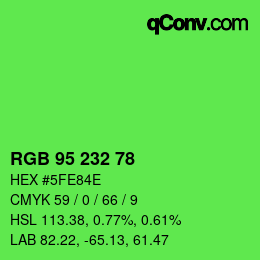 Color code: RGB 95 232 78 | qconv.com