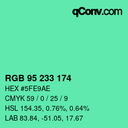 Color code: RGB 95 233 174 | qconv.com