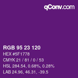 Color code: RGB 95 23 120 | qconv.com