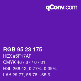 カラーコード: RGB 95 23 175 | qconv.com