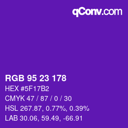 Color code: RGB 95 23 178 | qconv.com