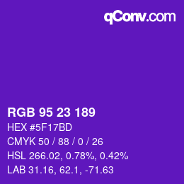 カラーコード: RGB 95 23 189 | qconv.com
