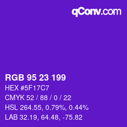 Color code: RGB 95 23 199 | qconv.com