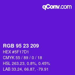 Color code: RGB 95 23 209 | qconv.com