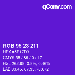 Color code: RGB 95 23 211 | qconv.com