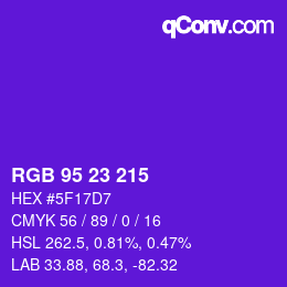 Color code: RGB 95 23 215 | qconv.com